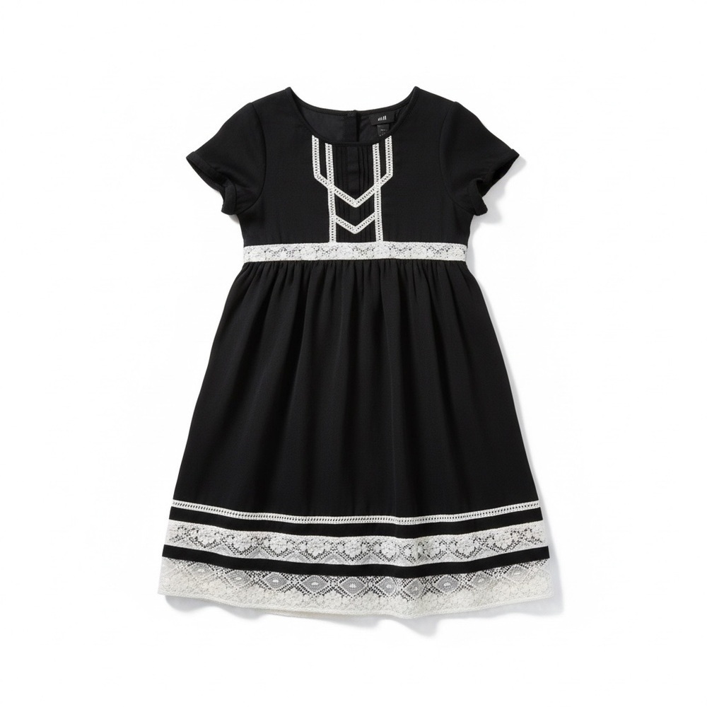 H&M Elegant Black Dress with White Detailing